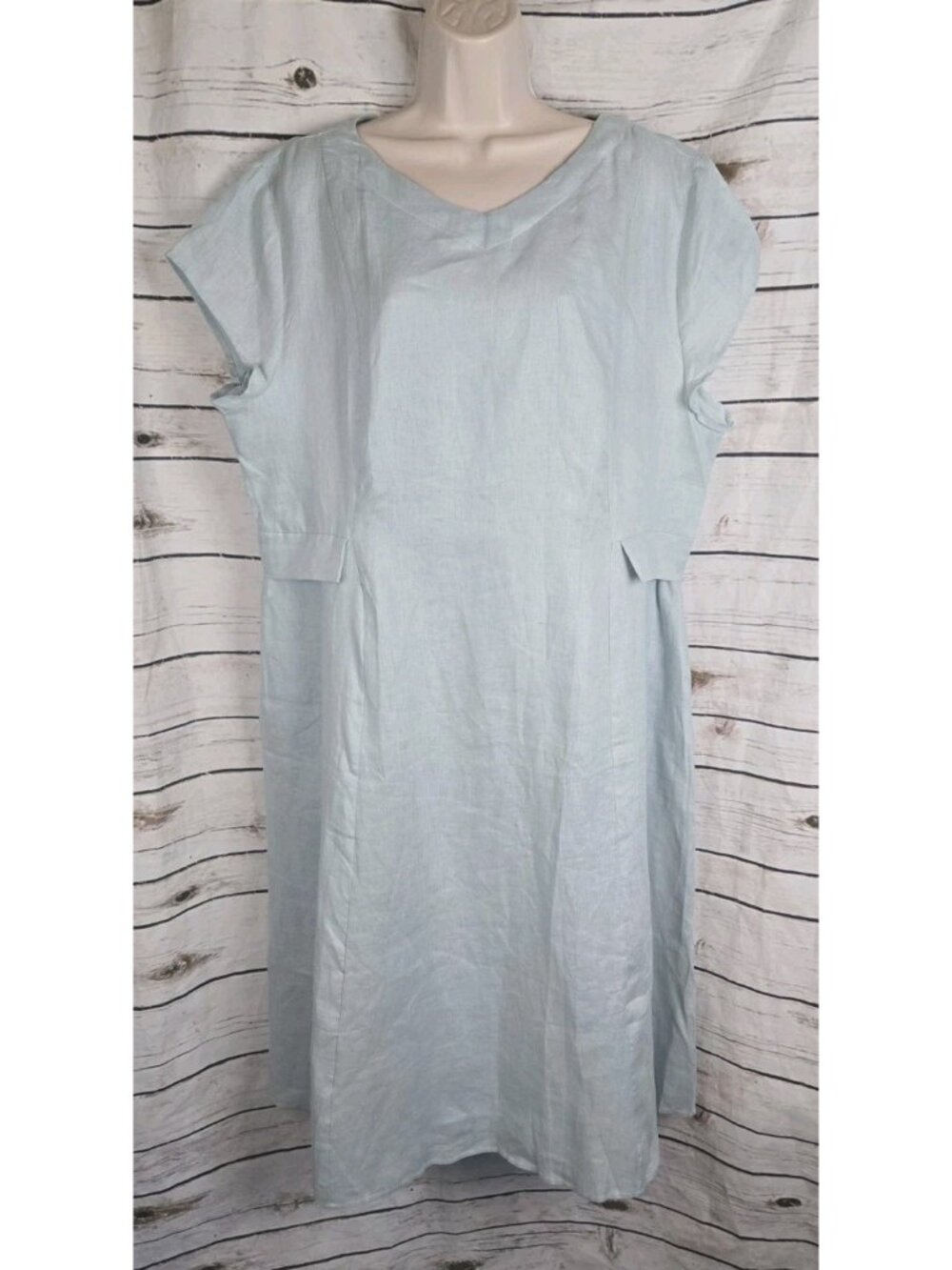 Lintico Blue 100% Linen Shirt Dress XXL NEW Midi Coastal Resort Minimalist